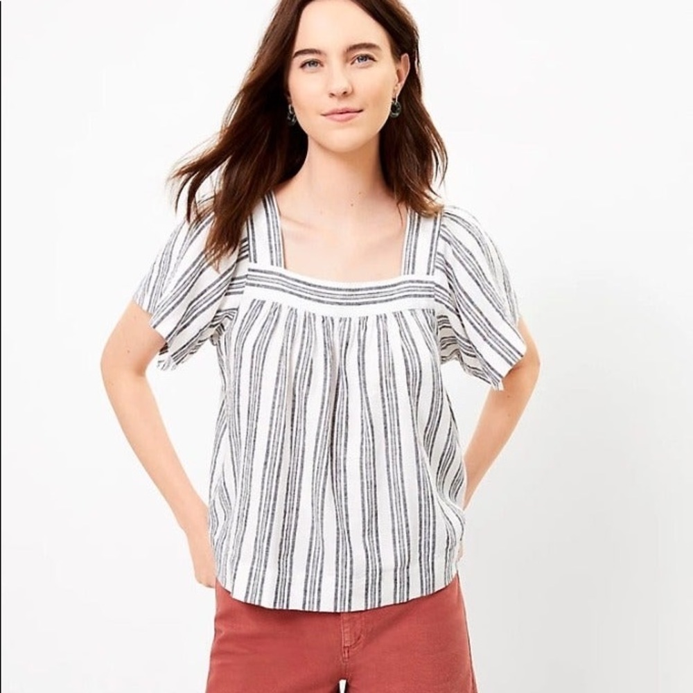 LOFT PLUS STRIPED SQUARE NECK TEE
